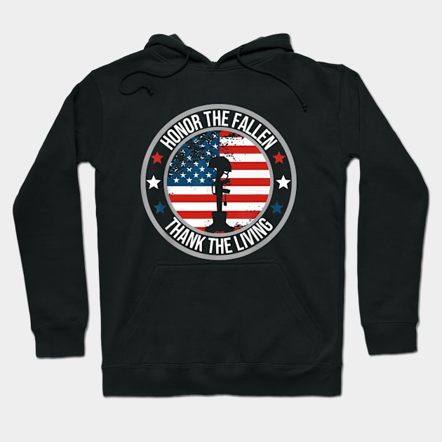 Memorial Day Honor The Fallen Thank The Living Veteran Flag Hoodie by Jsimo Designs